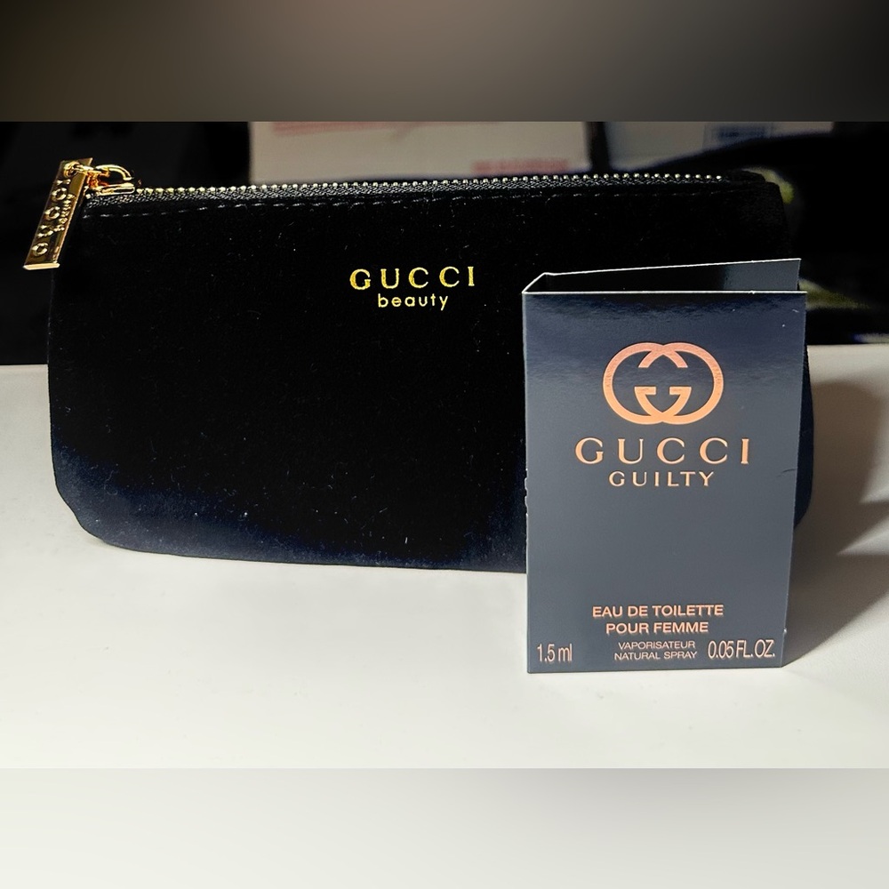 Gucci Beaute’ Black Velvet Pouch GWP with Guilty EDP Spray Sample